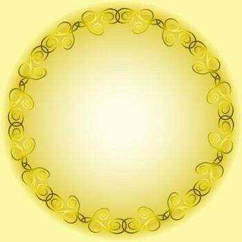 A golden round frame. Abstract yellow background with a linear pattern. vector