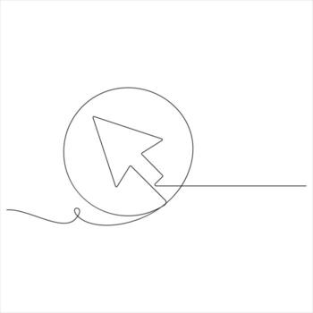 Continuous one line drawing of mouse cursor icon vector