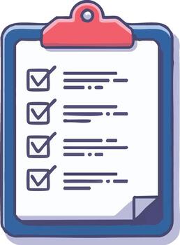 A clipboard with a checklist showing several tasks completed successfully vector