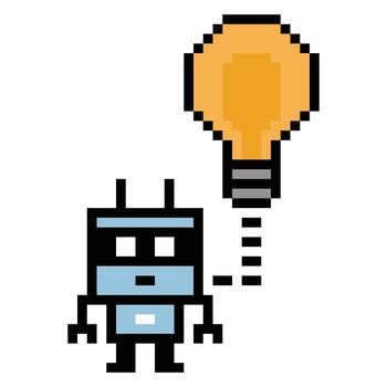 dibujos animados robótico robot ai ingeniero máquina inteligente futuro 8 bits. vector