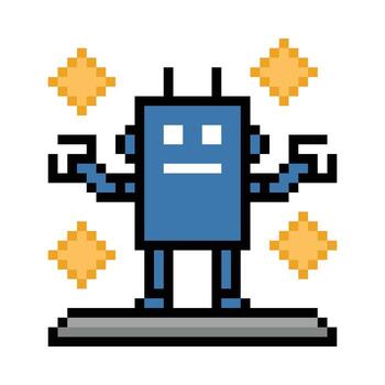 dibujos animados 8 poco ingeniero ai robótica robots máquina larva del moscardón retro estilo. vector