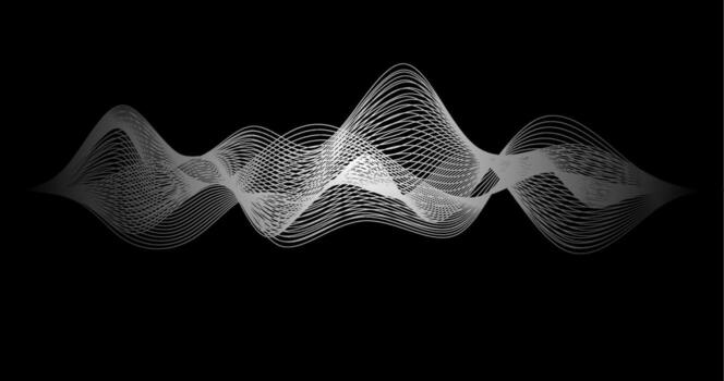 Black and white Radio Signal Frequency Gradient waves Telecommunication Technology vector