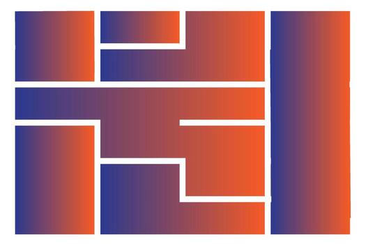 Colorful bento grid layouts with vibrant gradient blocks and rounded corners for UI design or creative projects. Rainbow arrangements vector