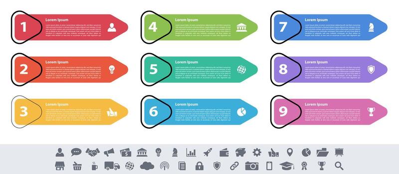 infografía con íconos y números para diferente tipos de contaminación vector