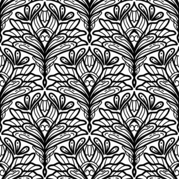 line scribble floral repeat pattern vector