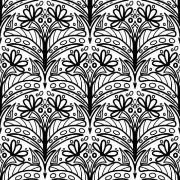 line flora scribble repeat pattern vector