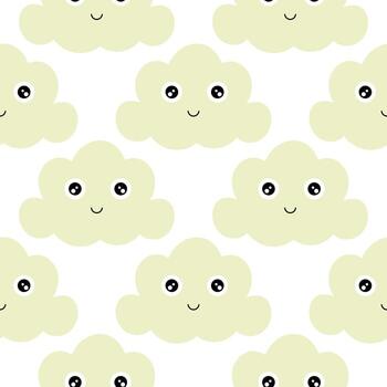 cloud seamless pattern with smile face vector