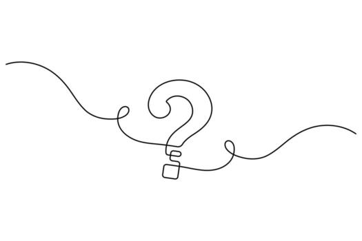 Hand drawn one line question mark minimal abstract design vector