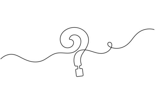 Elegant minimal line drawing question mark abstract concept art vector