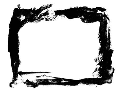 Brush Stroke Frame Design. Black Paint Rectangular Frame. Bold Grunge Brush Frame on White Background vector