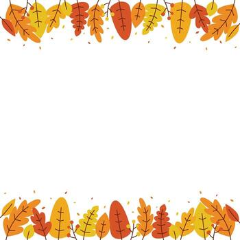 Autumn leaf border with warm orange, yellow, and red foliage with some blank copy space for text ideal for seasonal invitations, banners, and fall themed design. vector