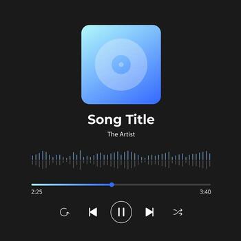 Music player interface design. Audio player interface with loading bar with timer and sound equalizer vector