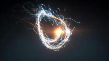 astratto leggero sentieri formatura un' raggiante ciclo continuo su buio sfondo video