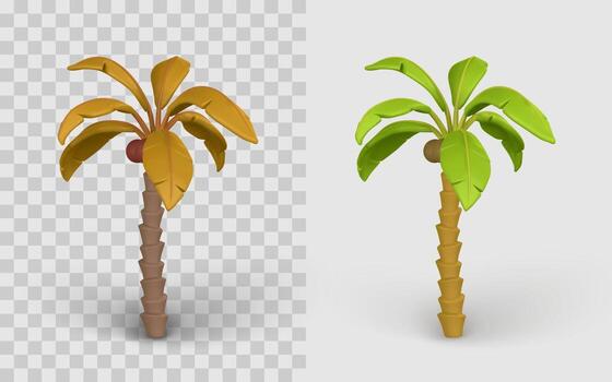 Colorful 3D palm trees model vector