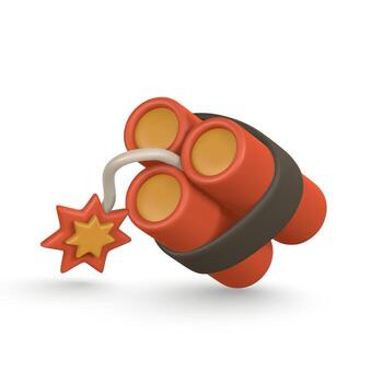 Cartoon Dynamite Icon With Burning Fuse. Explosive Firework In 3D Style For Game Design, App Interface, Or Emoji Concept. Fun And Bright Red Illustration. Illustration vector