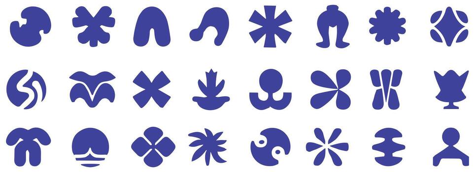 Assortment of Purple Abstract Organic Shapes form vector