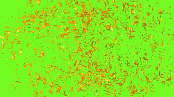 3d tolkning av explosion guld konfetti animering med grön bakgrund video