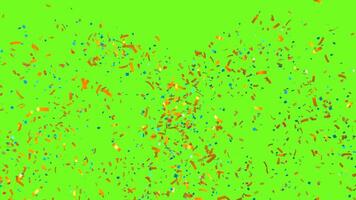 3d tolkning animering av konfetti explosion med grön bakgrund video