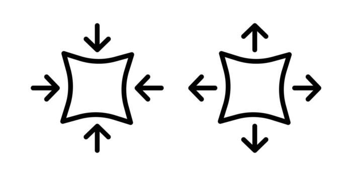 Stretching icon set in black outline. Stretch Fabric Outline Collection Set. stretch material, material, hand, elasticity, stretch, flexibility icon. vector