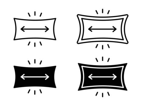 Stretching icon set in black outline. stretch material, material, hand, elasticity, stretch, flexibility icon. vector