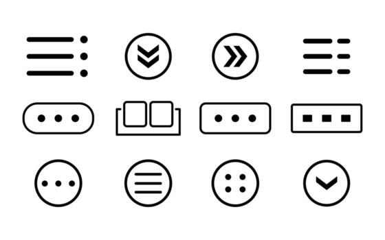 Hamburger grid menu icon set. Grid and list view icons for interface design. vector
