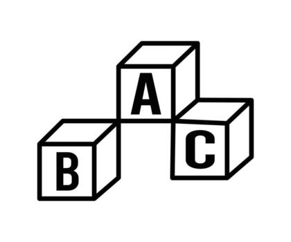Building blocks line icon set. Baby ABC cubes icon in outline style. vector