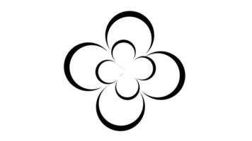 Monochrome Abstract Flower Outline Clover Shape Rotation Loop Motion Background video