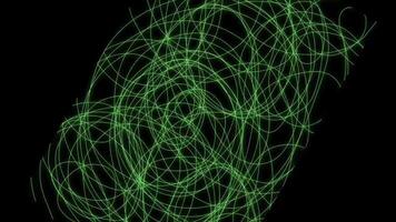 Abstract Green Scribble Art Lines Looping Chaotic Swirl Pattern Motion Background video