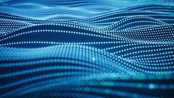 Flowing curve lines and particle background, 3d rendering video