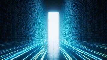 brillante binario datos túnel antecedentes, 3d representación. video