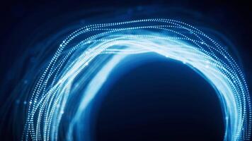 fluente curva Linee e particelle con squillare forma, 3d interpretazione video