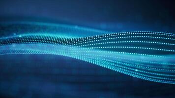 Flowing curve lines and particles background, 3d rendering video