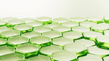 Transparent green hexagonal honeycomb structure background, 3d rendering. video