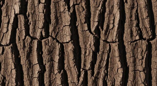 Detailed macro view of aged tree bark showcasing deep cracks and rugged natural texture. Organic wood surface background photo