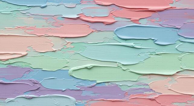 Colorful abstract background of thick pastel paint strokes creating a beautiful artistic texture on canvas photo