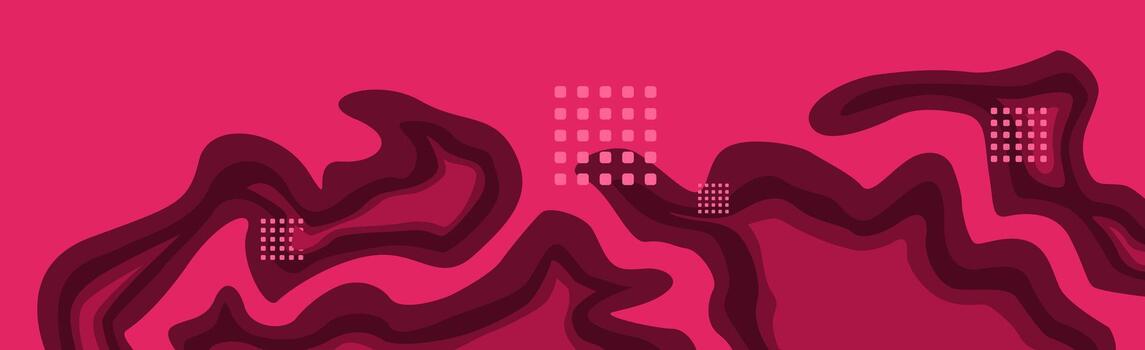 vibrante resumen rosado paisaje con fluido oscuro olas y cuadrícula punto patrones en magenta antecedentes para moderno digital diseños vector