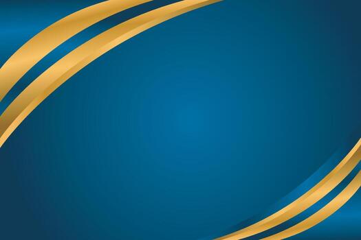 Blue gradient background wave with golden shape for banner flyer or presentation slide design vector