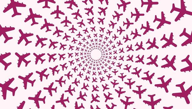 Creative abstract airplane pattern forming a circular tunnel design. vector