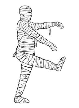 bosquejo de un zombi. dibujado a mano tinta ilustración de un creciente cifra. lineal gráfico elementos para Víspera de Todos los Santos diseño, aislado en un blanco antecedentes. vector