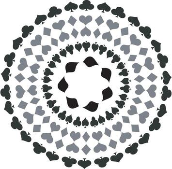 Abstract Poker Pattern Design with Playing Card Suits in Circular Arrangement vector