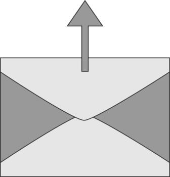 saliente correo sobre, resumen sobre con hacia arriba flecha vector