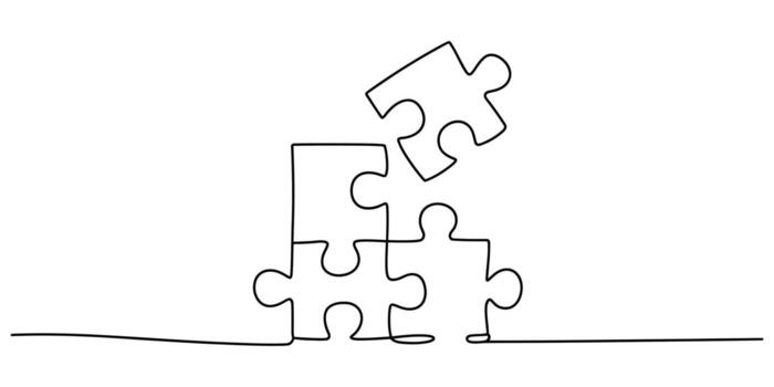 Minimalist continuous line puzzle stack vector
