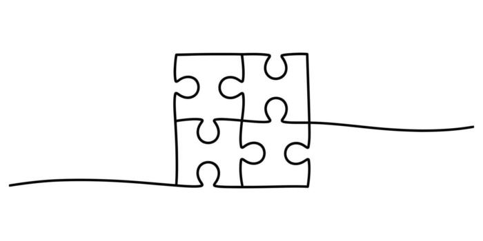 Continuous line puzzle connection vector