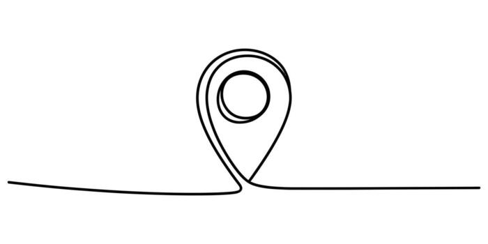 Minimalist continuous line location pin vector