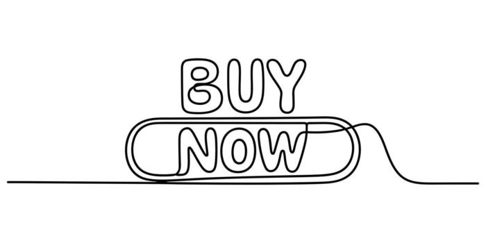 Minimalist continuous line drawing of 'buy now' button vector