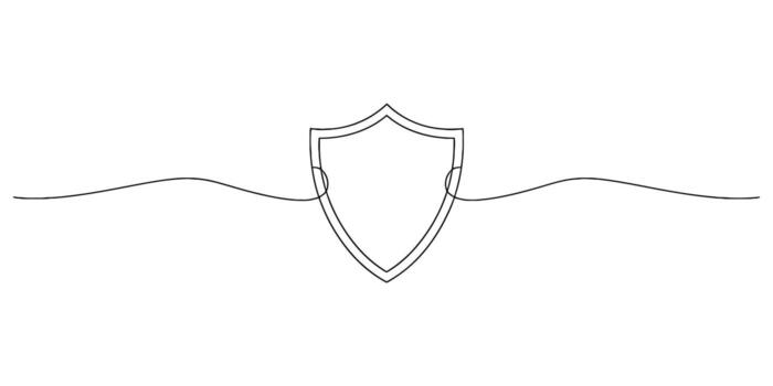 Minimalist continuous line shield vector