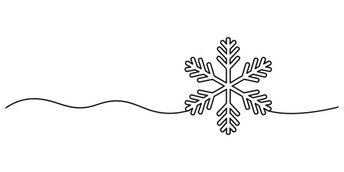 Minimalist continuous line snowflake vector