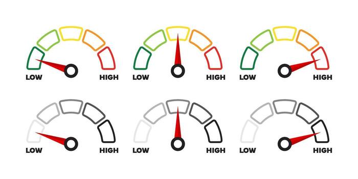 Segmented Risk and Performance Gauges Set vector