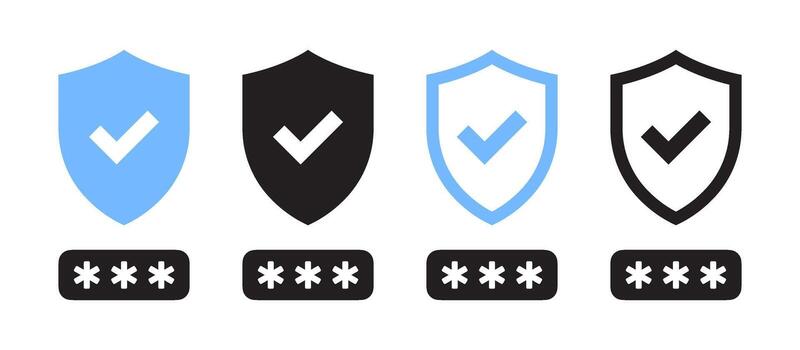 Password Protected and Verified Security Shield Icon vector