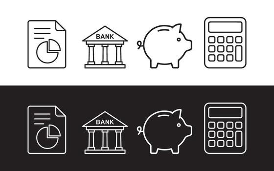 Banking icons in linear style. Icon set vector